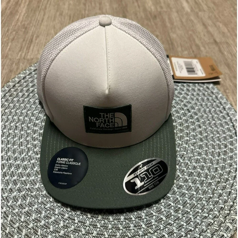 The North Face Mens Adjustable White Green Keep It Patched Trucker Cap Hat NWT